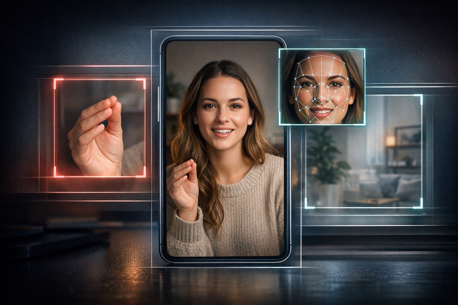 Instagram Reel frame review showing face, hand, and background consistency checks.